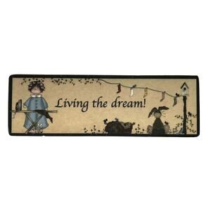 Vintage Bunnies Refrigerator Magnet Living the Dream  2"x6"